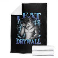 I Eat Drywall Funny Alpha Wolf Throw Blanket Stupid Brainrot Meme Edging Werewolf Boootleg Graphic