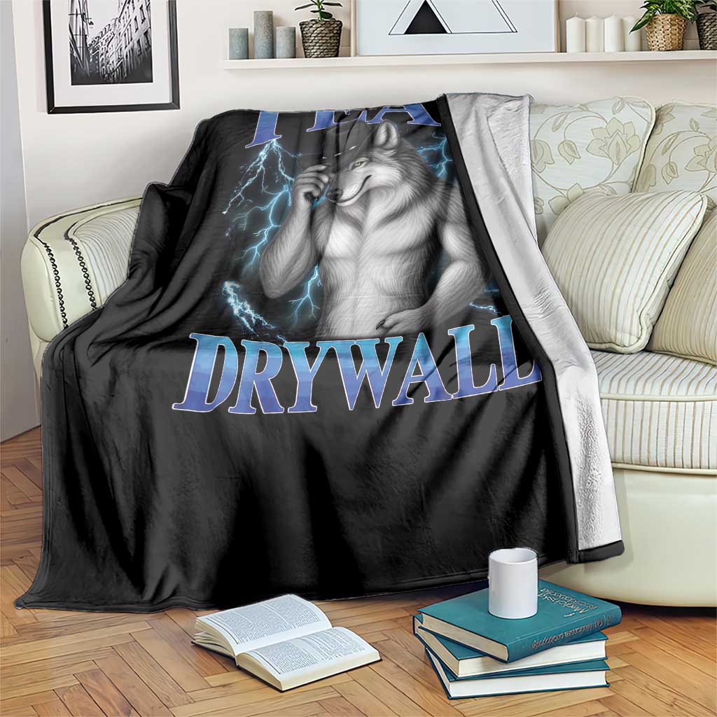 I Eat Drywall Funny Alpha Wolf Throw Blanket Stupid Brainrot Meme Edging Werewolf Boootleg Graphic