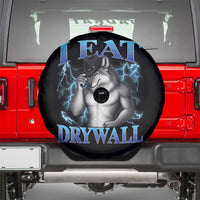 I Eat Drywall Funny Alpha Wolf Spare Tire Cover Stupid Brainrot Meme Edging Werewolf Boootleg Graphic