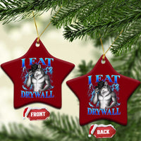 I Eat Drywall Funny Alpha Wolf Ceramic Ornament Stupid Brainrot Meme Edging Werewolf Boootleg Graphic