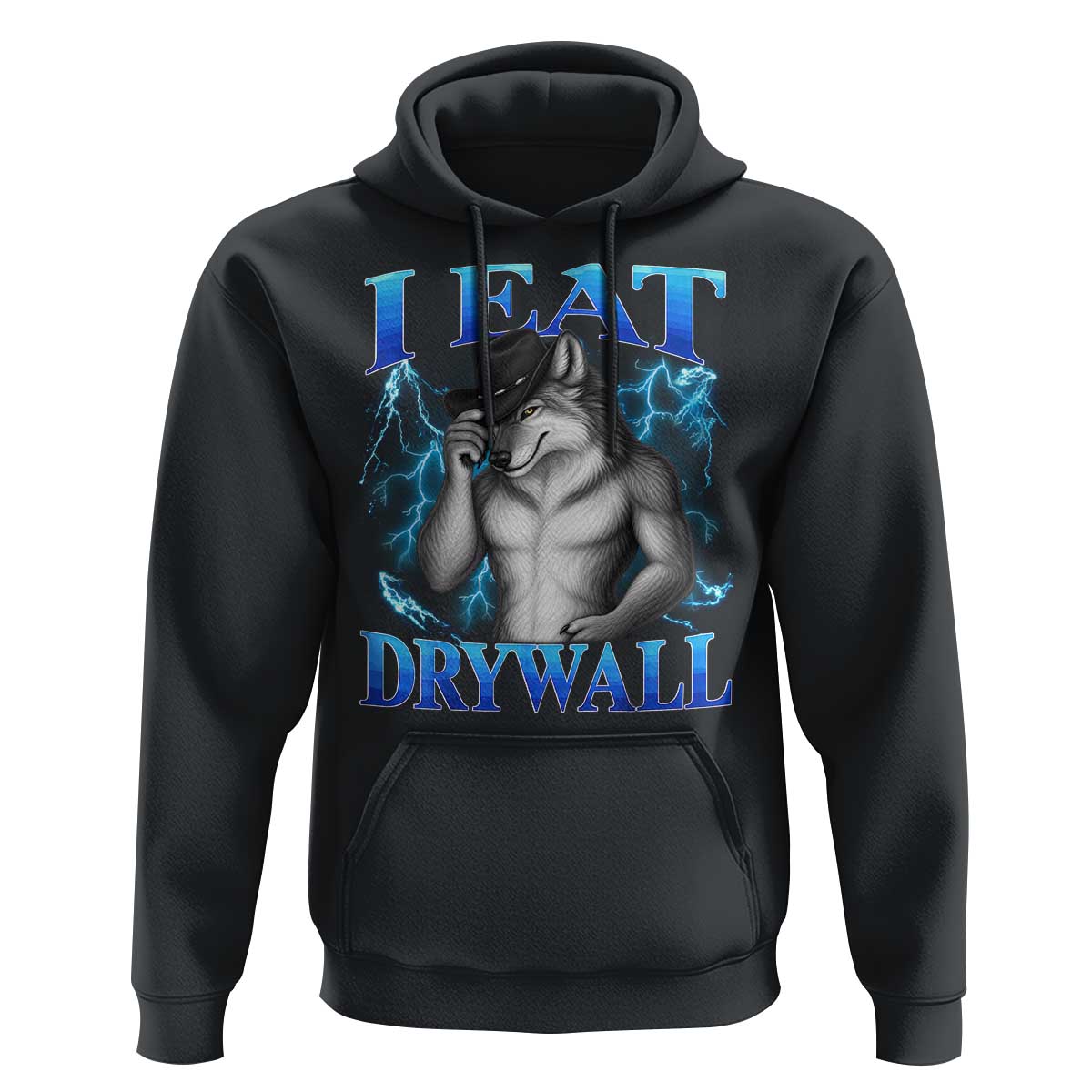 I Eat Drywall Funny Alpha Wolf Hoodie Stupid Brainrot Meme Edging Werewolf Boootleg Graphic