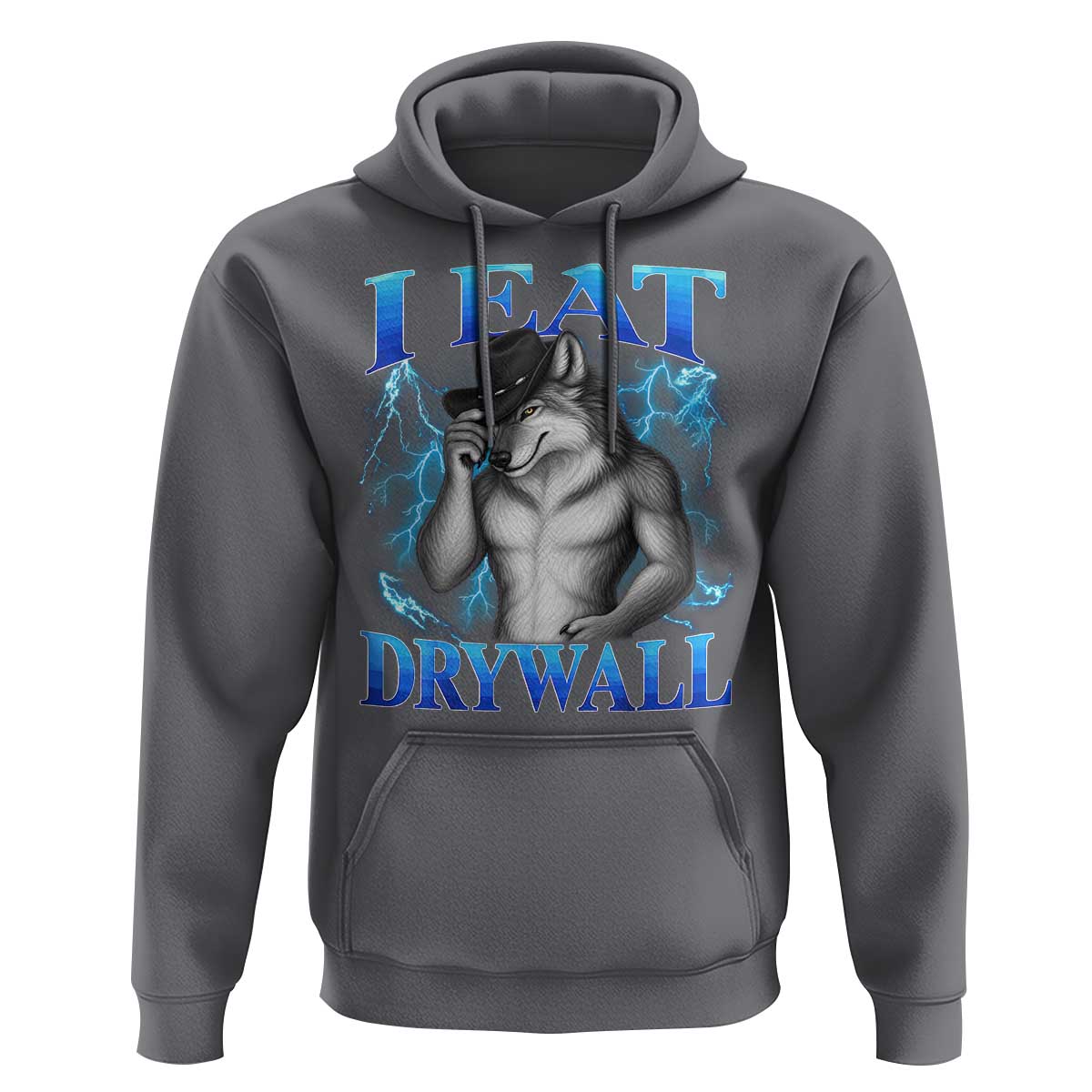 I Eat Drywall Funny Alpha Wolf Hoodie Stupid Brainrot Meme Edging Werewolf Boootleg Graphic