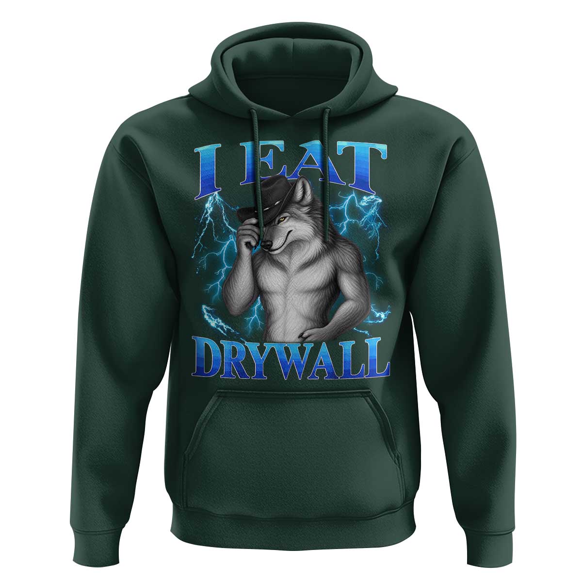 I Eat Drywall Funny Alpha Wolf Hoodie Stupid Brainrot Meme Edging Werewolf Boootleg Graphic