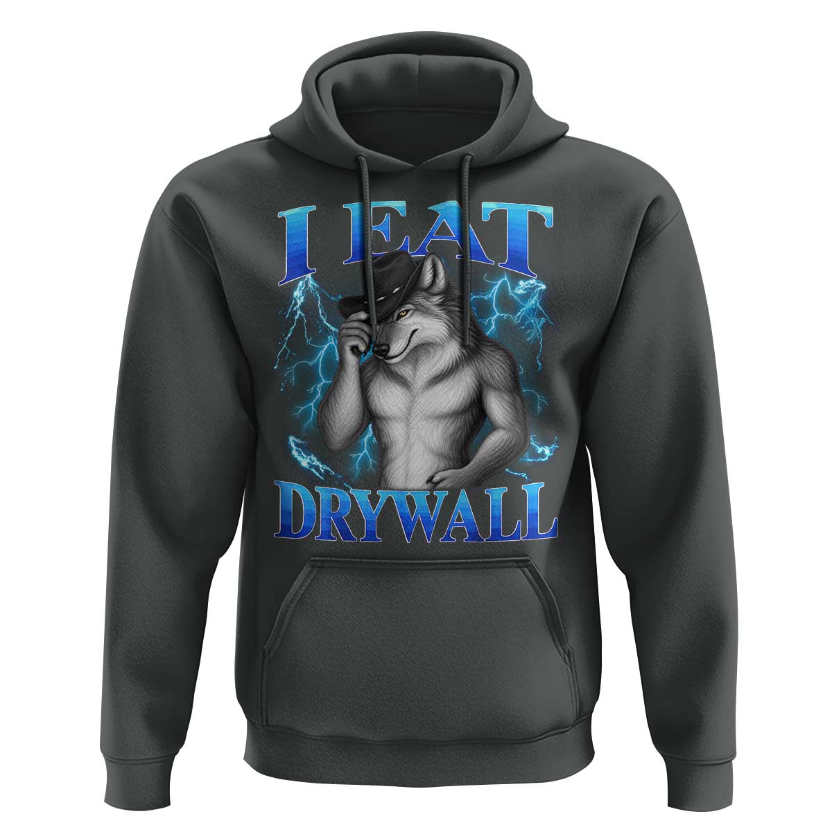 I Eat Drywall Funny Alpha Wolf Hoodie Stupid Brainrot Meme Edging Werewolf Boootleg Graphic