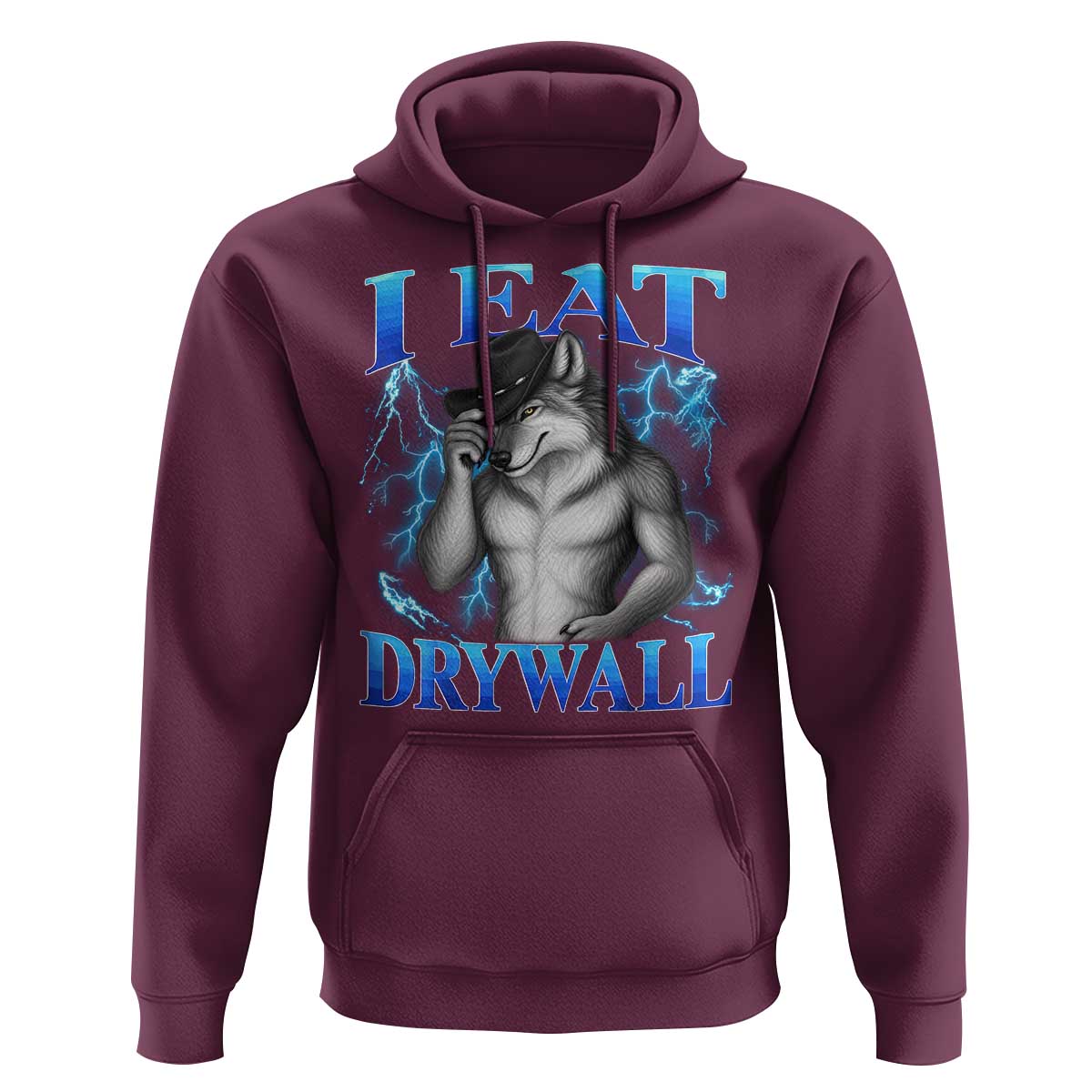 I Eat Drywall Funny Alpha Wolf Hoodie Stupid Brainrot Meme Edging Werewolf Boootleg Graphic
