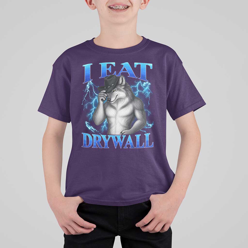 I Eat Drywall Funny Alpha Wolf T Shirt For Kid Stupid Brainrot Meme Edging Werewolf Boootleg Graphic