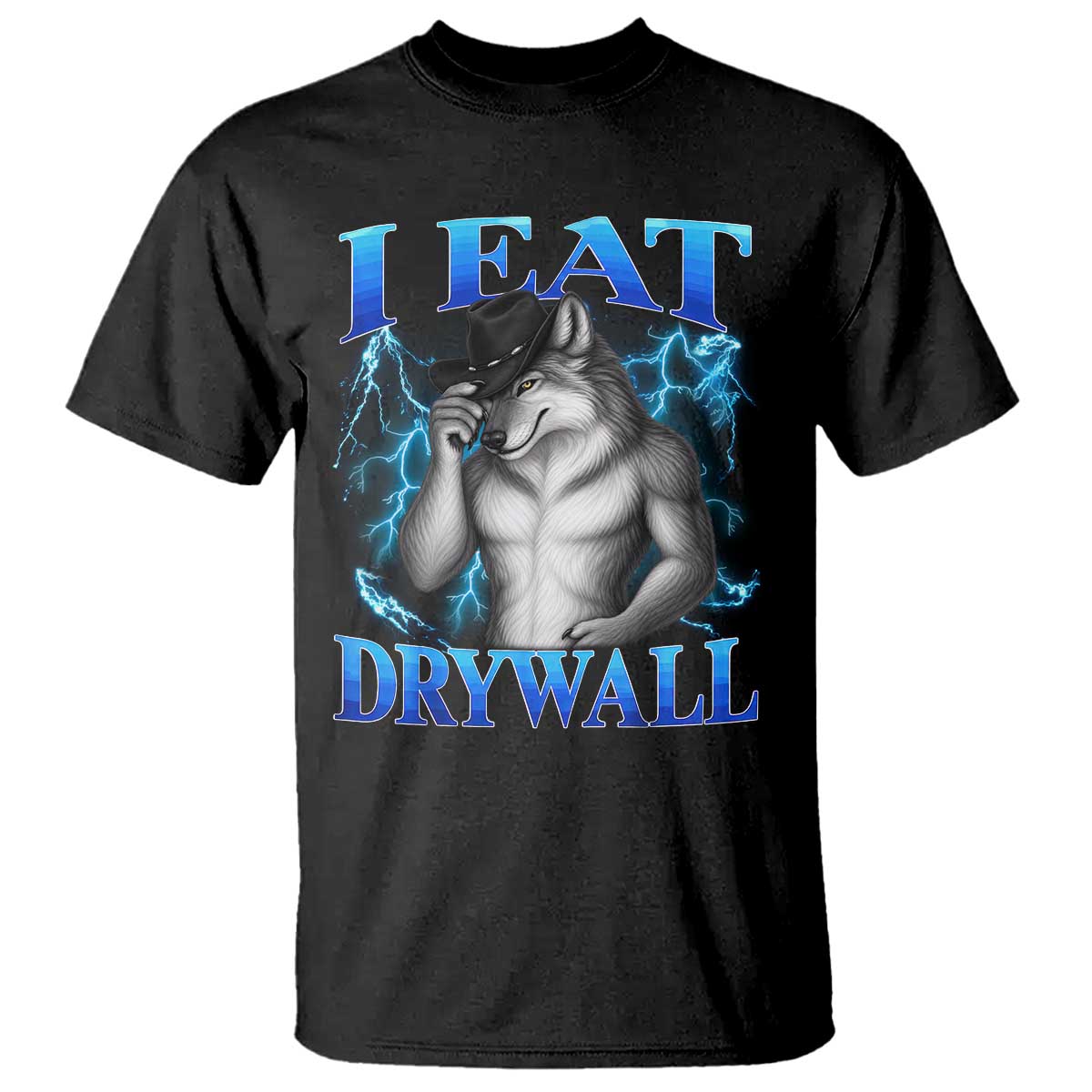 I Eat Drywall Funny Alpha Wolf T Shirt Stupid Brainrot Meme Edging Werewolf Boootleg Graphic