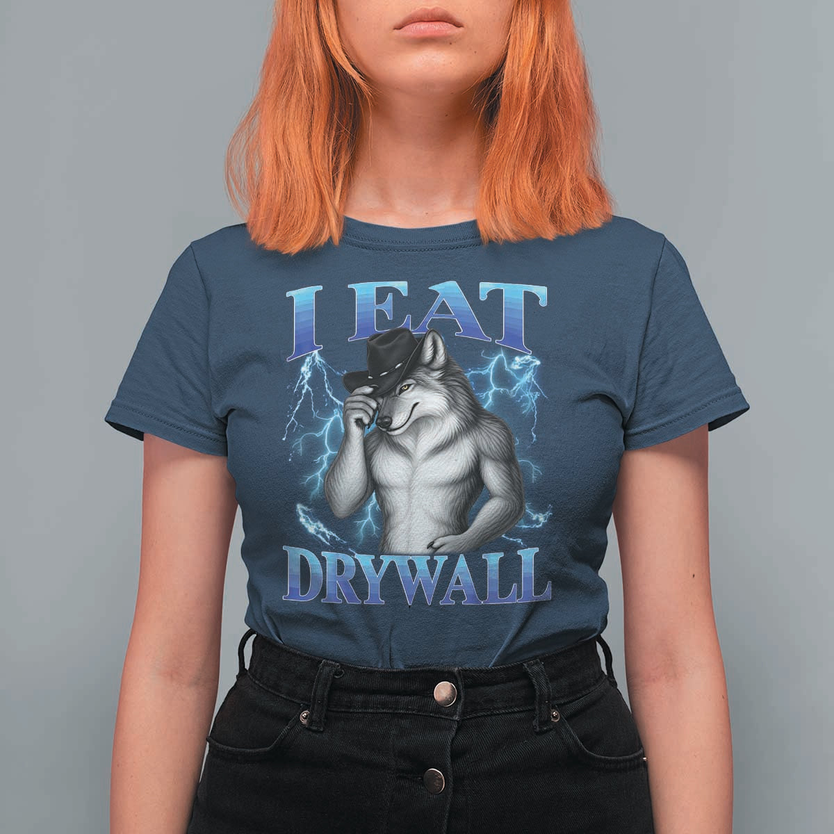 I Eat Drywall Funny Alpha Wolf T Shirt For Women Stupid Brainrot Meme Edging Werewolf Boootleg Graphic