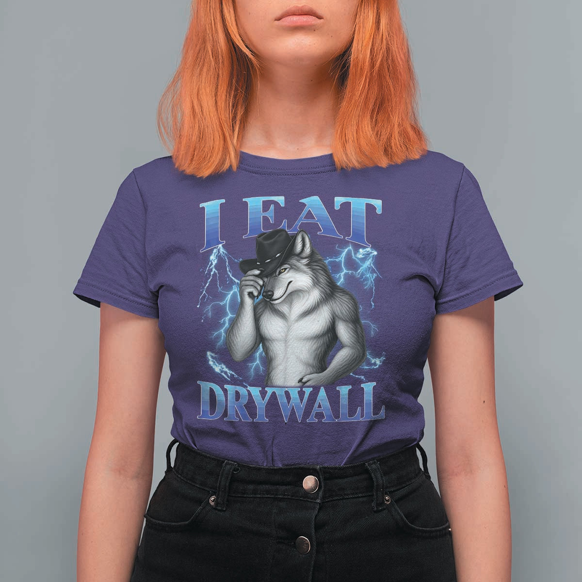 I Eat Drywall Funny Alpha Wolf T Shirt For Women Stupid Brainrot Meme Edging Werewolf Boootleg Graphic