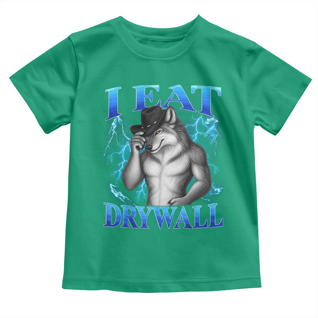 I Eat Drywall Funny Alpha Wolf Toddler T Shirt Stupid Brainrot Meme Edging Werewolf Boootleg Graphic