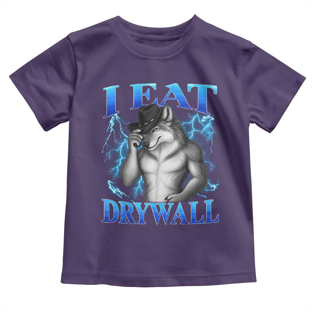 I Eat Drywall Funny Alpha Wolf Toddler T Shirt Stupid Brainrot Meme Edging Werewolf Boootleg Graphic