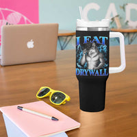 I Eat Drywall Funny Alpha Wolf Tumbler With Handle Stupid Brainrot Meme Edging Werewolf Boootleg Graphic