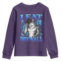 I Eat Drywall Funny Alpha Wolf Youth Sweatshirt Stupid Brainrot Meme Edging Werewolf Boootleg Graphic