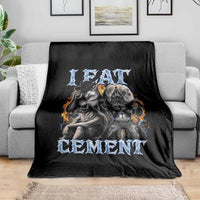 I Eat Cement Funny Alpha Wolf Meme Throw Blanket Stupid Brainrot Meme Edging Werewolf Boootleg Graphic