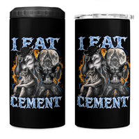 I Eat Cement Funny Alpha Wolf Meme 4 in 1 Can Cooler Tumbler Stupid Brainrot Meme Edging Werewolf Boootleg Graphic