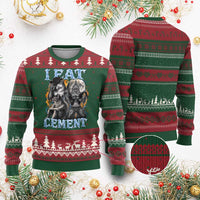 I Eat Cement Funny Alpha Wolf Meme Ugly Christmas Sweater Stupid Brainrot Meme Edging Werewolf Boootleg Graphic