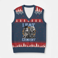 I Eat Cement Funny Alpha Wolf Meme V-Neck Knit Sweater Vest Stupid Brainrot Meme Edging Werewolf Boootleg Graphic