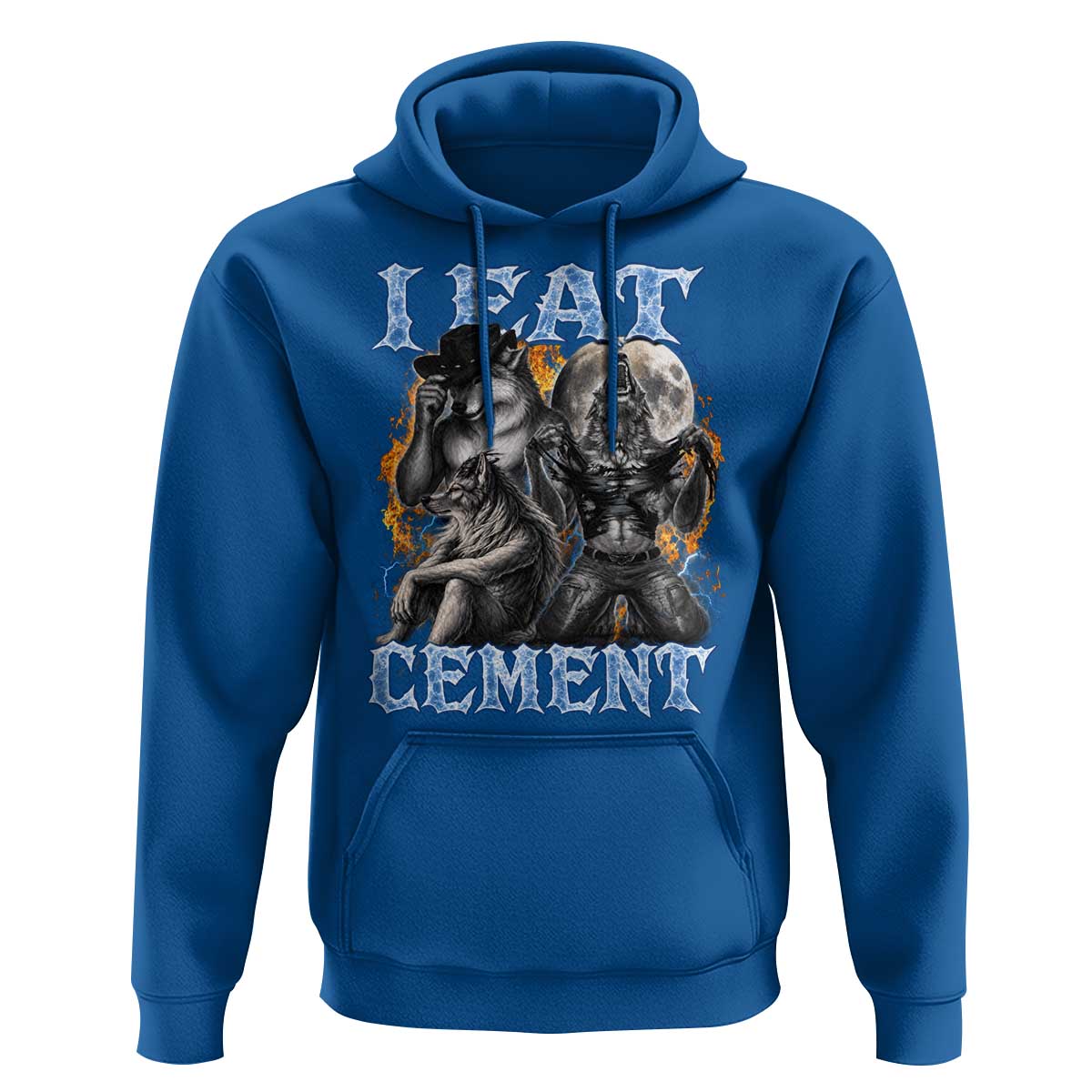 I Eat Cement Funny Alpha Wolf Meme Hoodie Stupid Brainrot Meme Edging Werewolf Boootleg Graphic