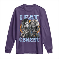 I Eat Cement Funny Alpha Wolf Meme Long Sleeve Shirt Stupid Brainrot Meme Edging Werewolf Boootleg Graphic