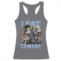 I Eat Cement Funny Alpha Wolf Meme Racerback Tank Top Stupid Brainrot Meme Edging Werewolf Boootleg Graphic