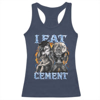 I Eat Cement Funny Alpha Wolf Meme Racerback Tank Top Stupid Brainrot Meme Edging Werewolf Boootleg Graphic