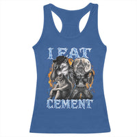 I Eat Cement Funny Alpha Wolf Meme Racerback Tank Top Stupid Brainrot Meme Edging Werewolf Boootleg Graphic