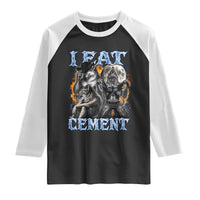 I Eat Cement Funny Alpha Wolf Meme Raglan Shirt Stupid Brainrot Meme Edging Werewolf Boootleg Graphic