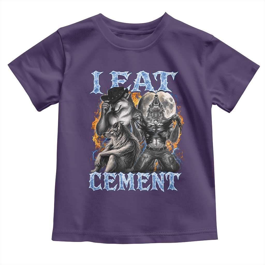 I Eat Cement Funny Alpha Wolf Meme Toddler T Shirt Stupid Brainrot Meme Edging Werewolf Boootleg Graphic
