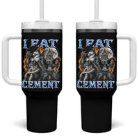 I Eat Cement Funny Alpha Wolf Meme Tumbler With Handle Stupid Brainrot Meme Edging Werewolf Boootleg Graphic
