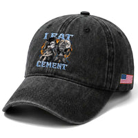 I Eat Cement Funny Alpha Wolf Meme Washed Cotton Baseball Cap Stupid Brainrot Meme Edging Werewolf Boootleg Graphic