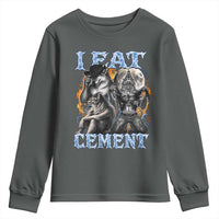 I Eat Cement Funny Alpha Wolf Meme Youth Sweatshirt Stupid Brainrot Meme Edging Werewolf Boootleg Graphic