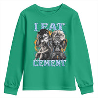 I Eat Cement Funny Alpha Wolf Meme Youth Sweatshirt Stupid Brainrot Meme Edging Werewolf Boootleg Graphic