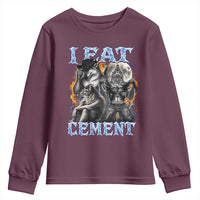 I Eat Cement Funny Alpha Wolf Meme Youth Sweatshirt Stupid Brainrot Meme Edging Werewolf Boootleg Graphic