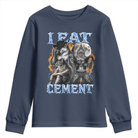 I Eat Cement Funny Alpha Wolf Meme Youth Sweatshirt Stupid Brainrot Meme Edging Werewolf Boootleg Graphic