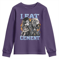 I Eat Cement Funny Alpha Wolf Meme Youth Sweatshirt Stupid Brainrot Meme Edging Werewolf Boootleg Graphic