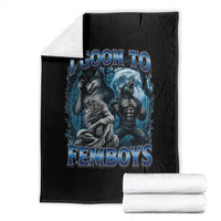 I Goon to Femboys Funny Edging Alpha Wolf Throw Blanket Stupid Brainrot Meme