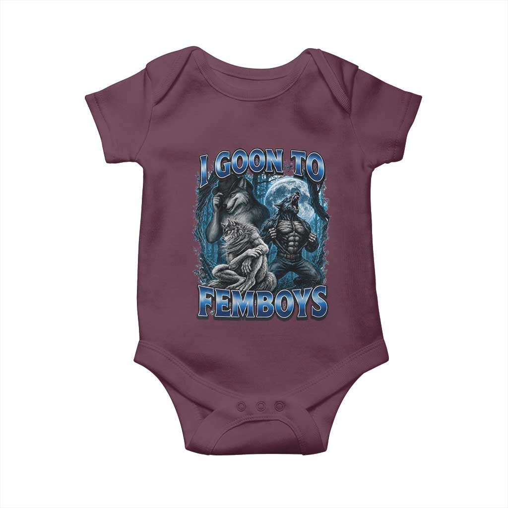 I Goon to Femboys Funny Edging Alpha Wolf Baby Onesie Stupid Brainrot Meme