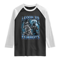 I Goon to Femboys Funny Edging Alpha Wolf Raglan Shirt Stupid Brainrot Meme