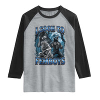 I Goon to Femboys Funny Edging Alpha Wolf Raglan Shirt Stupid Brainrot Meme