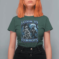 I Goon to Femboys Funny Edging Alpha Wolf T Shirt For Women Stupid Brainrot Meme