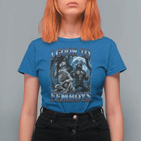 I Goon to Femboys Funny Edging Alpha Wolf T Shirt For Women Stupid Brainrot Meme