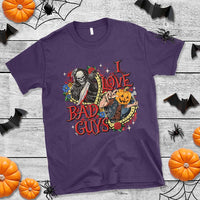 Funny Halloween T Shirt I Love Bad Guys Scary Murderer Horror Skeleton Pumpkin Heart Rose - Wonder Print Shop