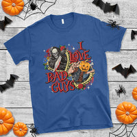 Funny Halloween T Shirt I Love Bad Guys Scary Murderer Horror Skeleton Pumpkin Heart Rose - Wonder Print Shop