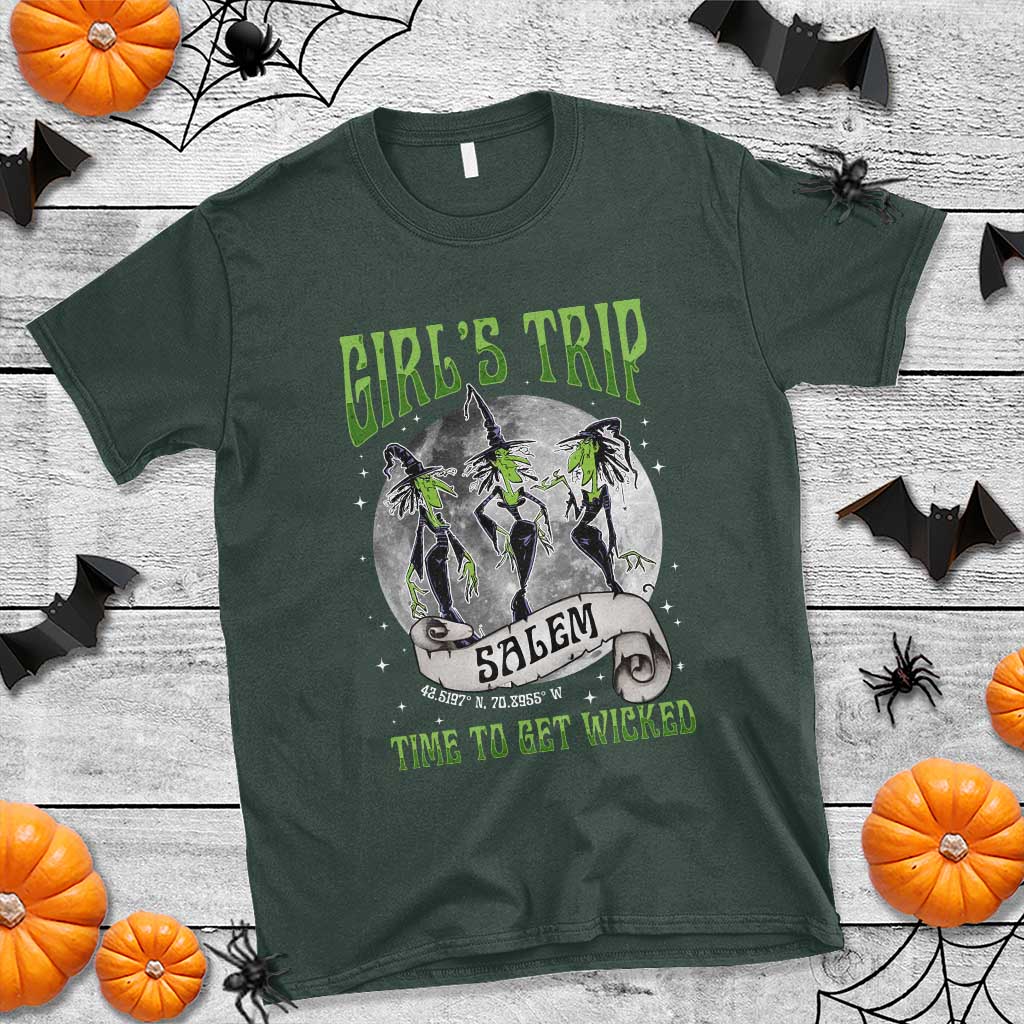 Halloween Witches T Shirt Girl's Trip Salem Time To Get Wicked Moon - Wonder Print Shop