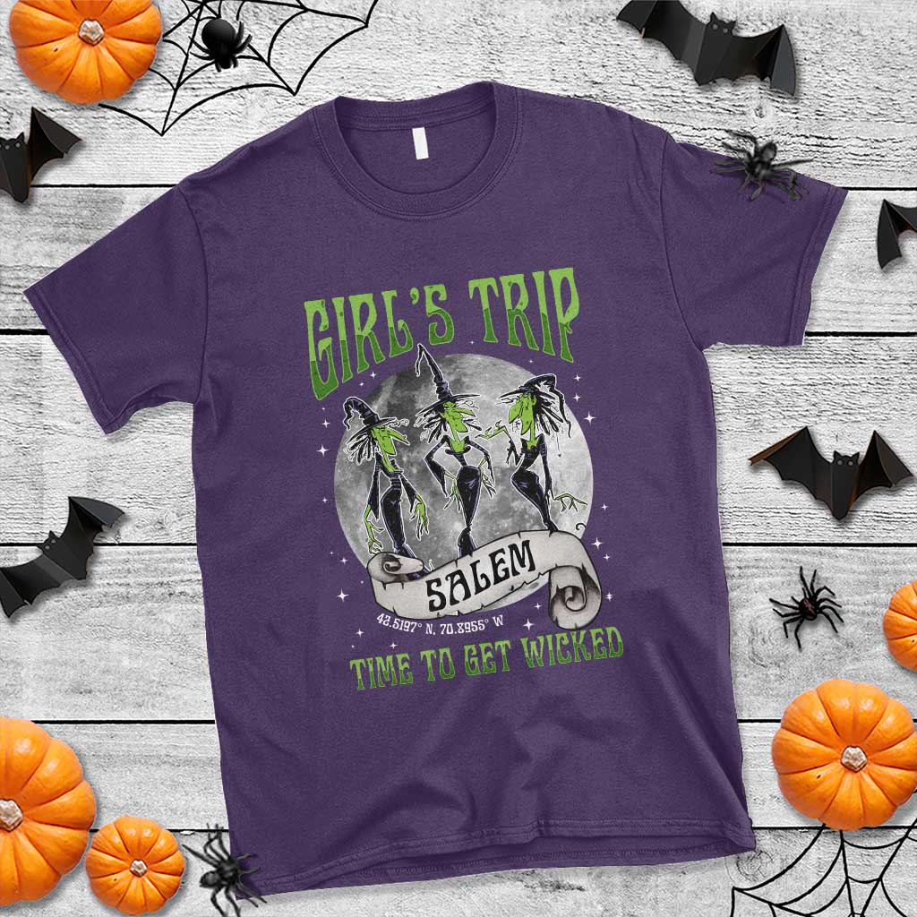 Halloween Witches T Shirt Girl's Trip Salem Time To Get Wicked Moon - Wonder Print Shop