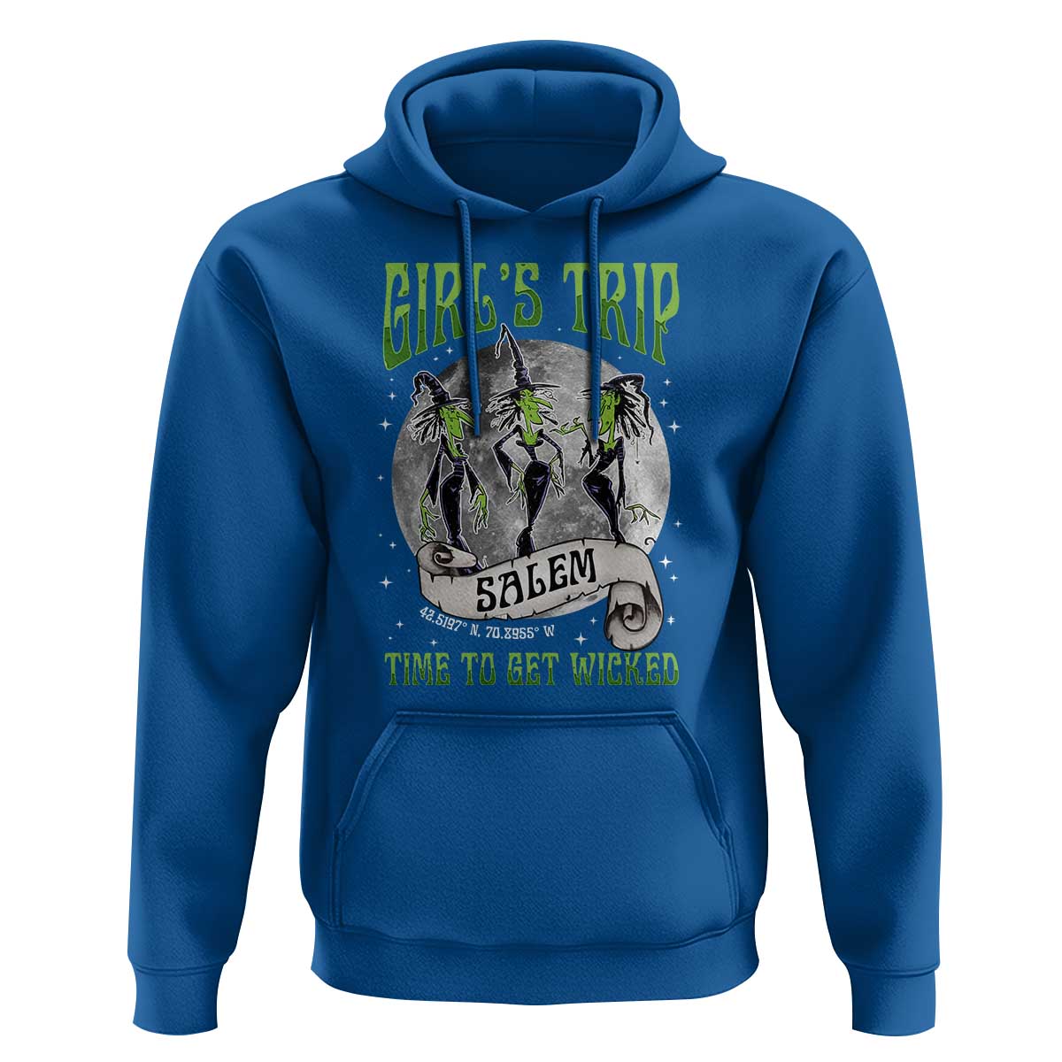 Halloween Witches Hoodie Girl's Trip Salem Time To Get Wicked Moon - Wonder Print Shop