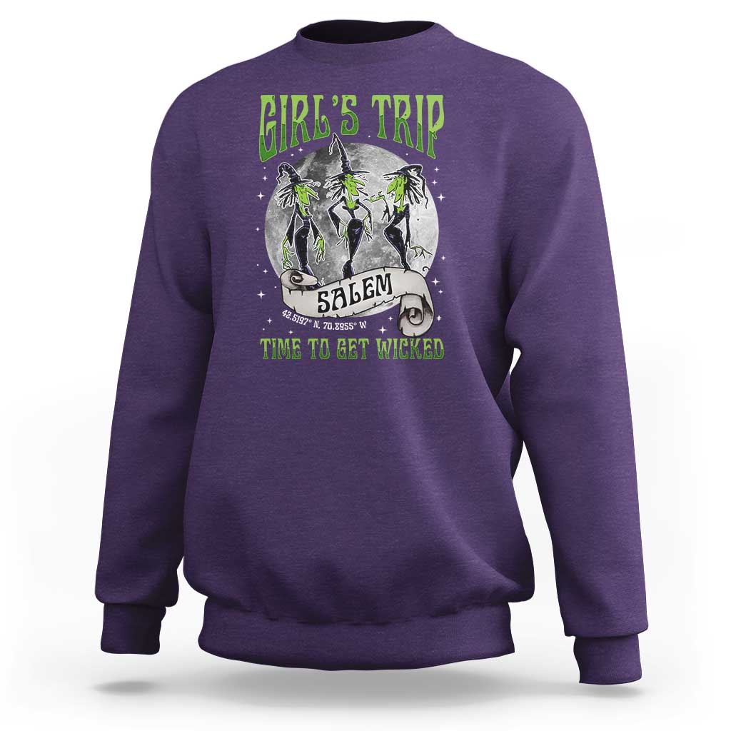 Halloween Witches Sweatshirt Girl's Trip Salem Time To Get Wicked Moon - Wonder Print Shop