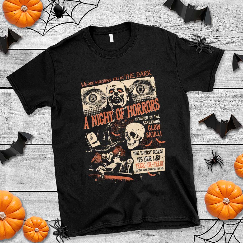 Halloween T Shirt Vintage Horror Movies Poster Skull Witch Grave Zombie - Wonder Print Shop