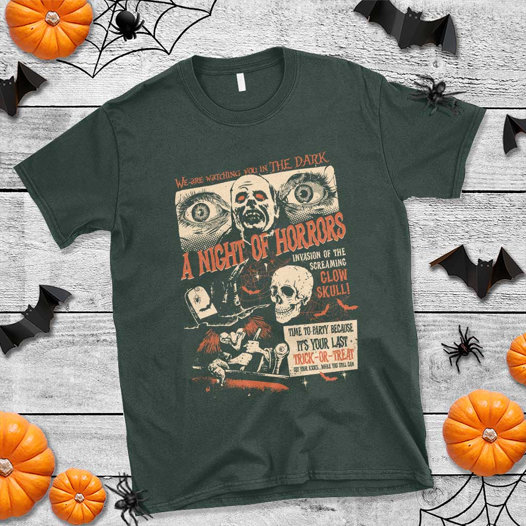 Halloween T Shirt Vintage Horror Movies Poster Skull Witch Grave Zombie - Wonder Print Shop