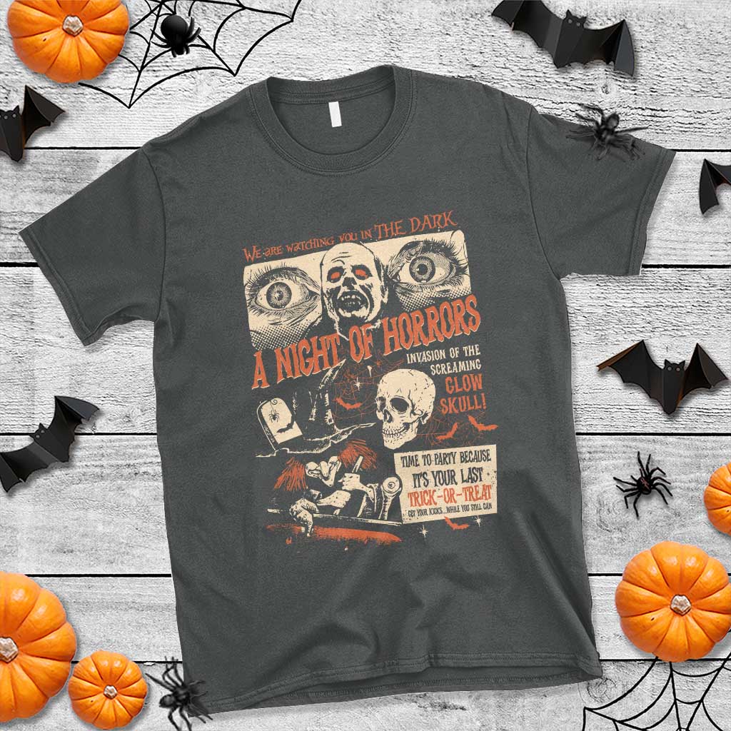 Halloween T Shirt Vintage Horror Movies Poster Skull Witch Grave Zombie - Wonder Print Shop